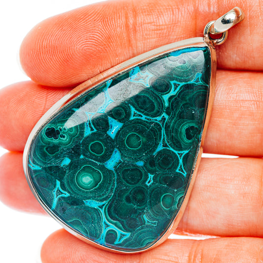 Malachite In Chrysocolla Pendant 2 3/8" (German Silver)