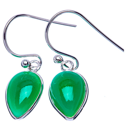 Green Onyx Dainty Earrings 1 1/8" (925 Sterling Silver) E2038