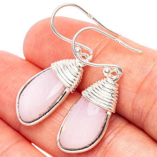 Pink Opal Earrings 1 3/8" (925 Sterling Silver) E2395