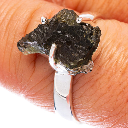 Rare Czech Moldavite Ring Size 8 (925 Sterling Silver) R146743