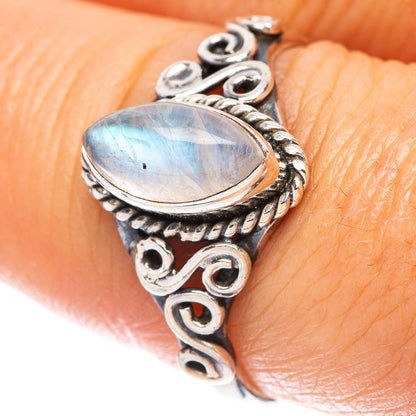 Rainbow Moonstone Dainty Ring Size 8 (925 Sterling Silver) R5764