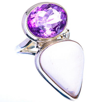 Large Rose Quartz, Amethyst Ring Size 7.25 (925 Sterling Silver) RING140217