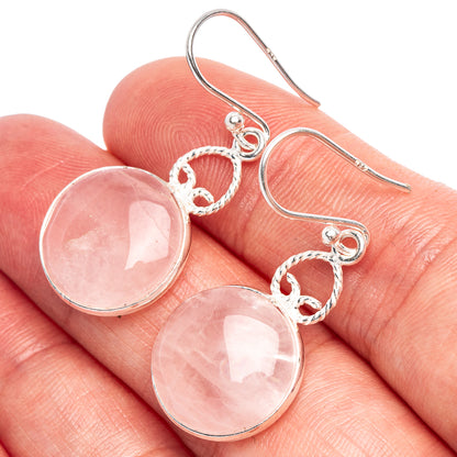 Rose Quartz Earrings 1 1/2" (925 Sterling Silver) E1855