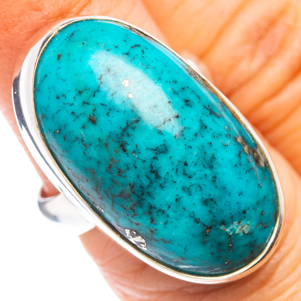 Premium Persian Turquoise Ring Size 6 Adjustable (.925 Sterling Silver)