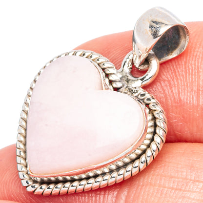 Pink Opal Heart Pendant 1 1/8" (925 Sterling Silver) P43390