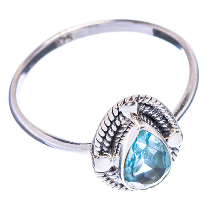 Blue Topaz Dainty Ring Size 7.75 (925 Sterling Silver) R1142