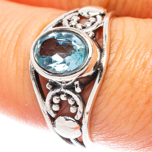 Blue Topaz Dainty Ring Size 7.5 (925 Sterling Silver) R6011