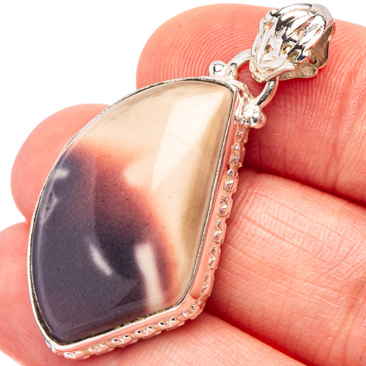 Mookaite pendant in .925 sterling silver with purple and gold teardrop stone bezel