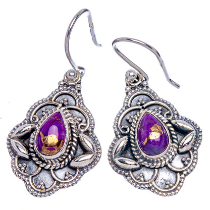 Purple Copper Composite Turquoise Earrings 1 3/8" (925 Sterling Silver) E433378