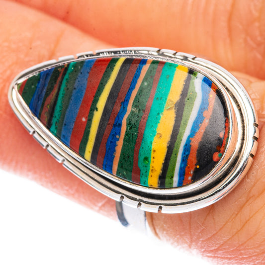 Rainbow Calsilica Ring Size 6.25 (925 Sterling Silver) R1987