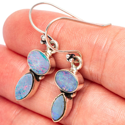 Rare Doublet Opal Earrings 1 3/8" (.925 Sterling Silver)