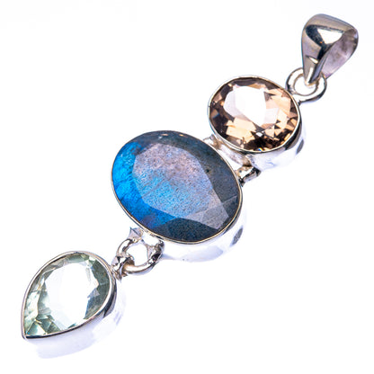 Labradorite, White Quartz, Smoky Quartz 925 Sterling Silver Pendant 2 1/8" (925 Sterling Silver) PD38678