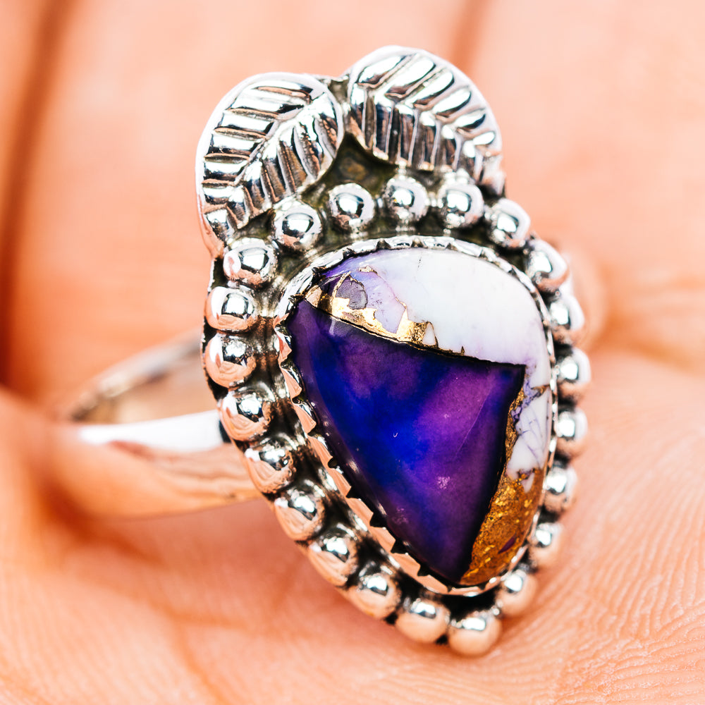 Violet Dahlia Turquoise Ring Size 8.5 (.925 Sterling Silver)