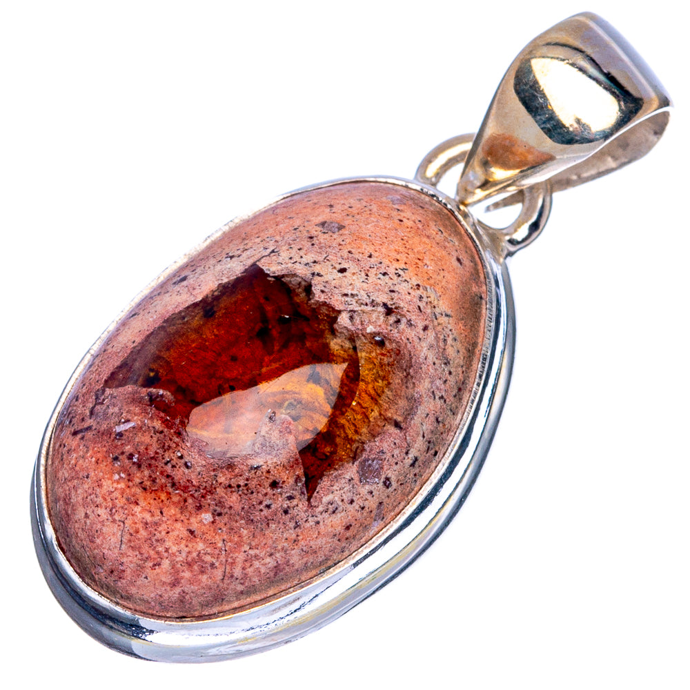 Mexican Fire Opal Pendant 1 1/4" (925 Sterling Silver) P41740