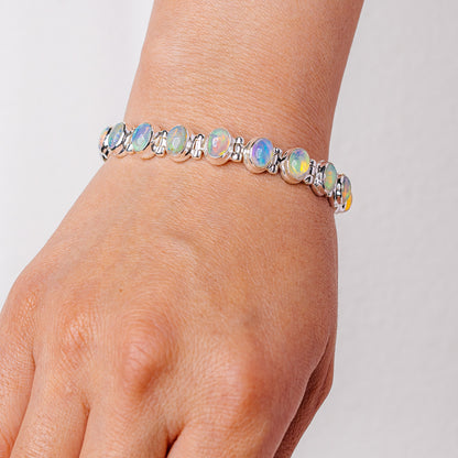 Ethiopian Opal Bracelet 6 3/8 To 8 1/8" (925 Sterling Silver) B90373