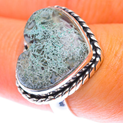 Green Moss Agate Ring Size 7.5 (925 Sterling Silver) RING139962