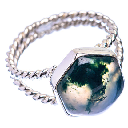 Premium Green Moss Agate Ring Size 9 (925 Sterling Silver) R141902