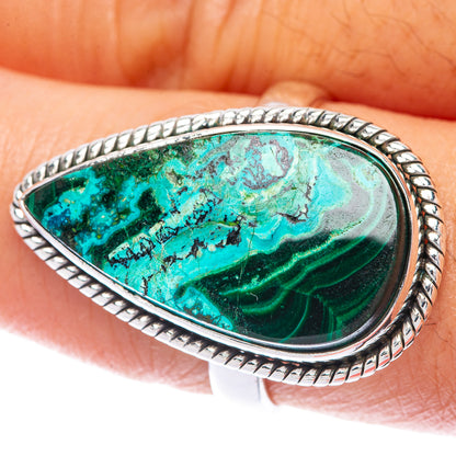 Malachite In Chrysocolla Ring Size 9 (925 Sterling Silver) R144853