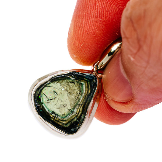 Watermelon Tourmaline Pendant 1 1/8" (German Silver)