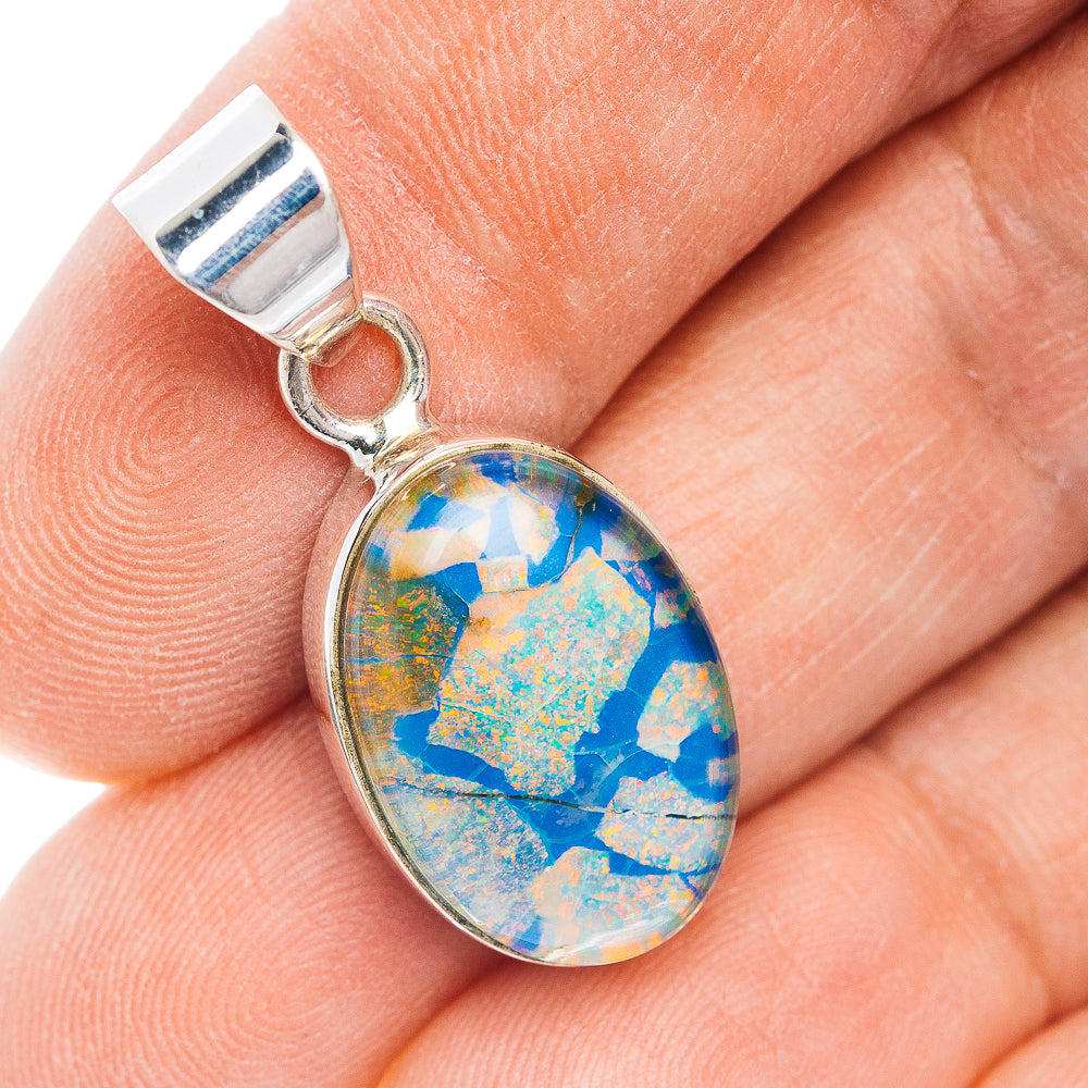 Sterling Opal Pendant 1 1/4" (.925 Sterling Silver)