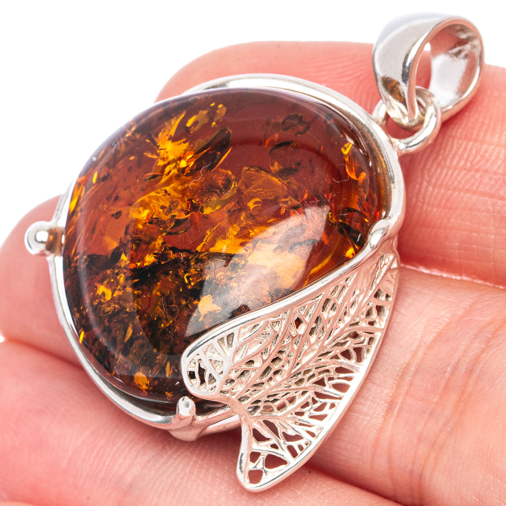 Ana Silver Co Baltic Amber Pendant 1 1/2" (925 Sterlnig Silver)