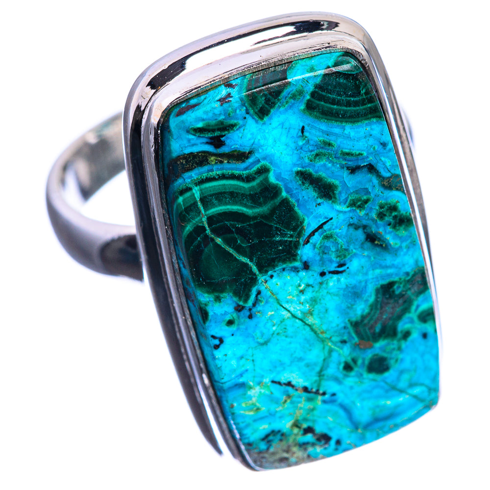 Malachite In Chrysocolla 925 Sterling Silver Ring Size 6.25