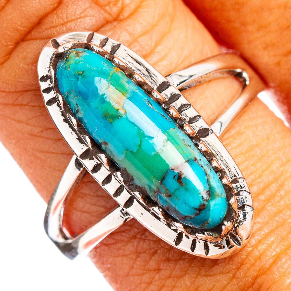 Native Style Mohave Turquoise Ring Size 9.5 (.925 Sterling Silver)