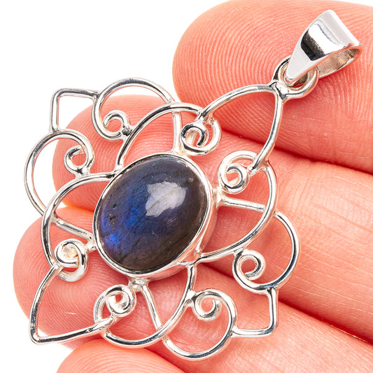 Labradorite 925 Sterling Silver Premium Pendants 1 3/4" (925 Sterling Silver) P43747