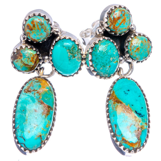 Turquoise and blue teardrop drop earrings with .925 sterling silver mounts