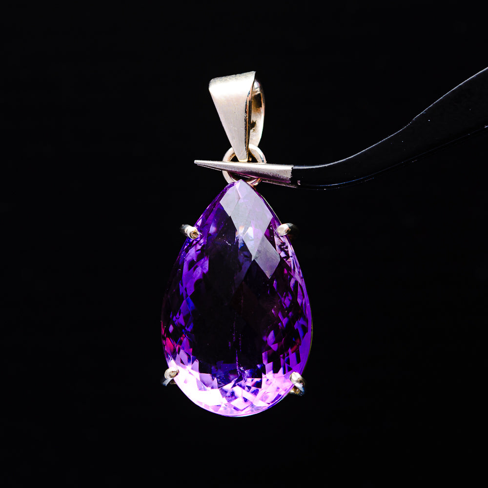 19.49ct Faceted Brazilian Amethyst Pendant 1 1/2" (.925 Sterling Silver)