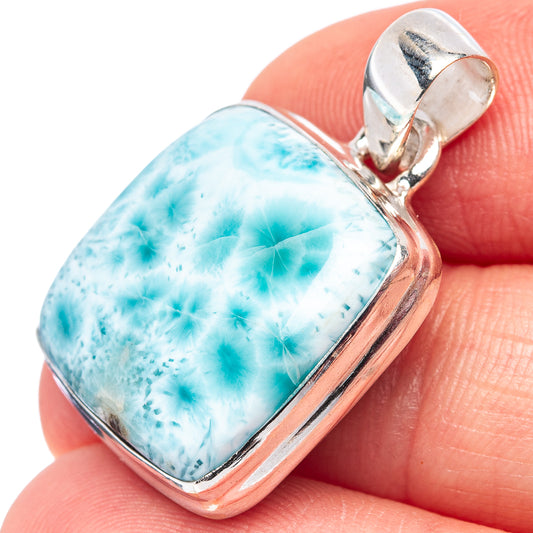 Larimar pendant with oval light-blue stone set in .925 sterling silver bail