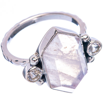 Premium Rainbow Moonstone, White Quartz Ring Size 6 (925 Sterling Silver) R1823