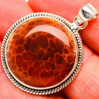 Fire Crab Agate Pendant 1 1/2" (925 Sterling Silver) PD38049