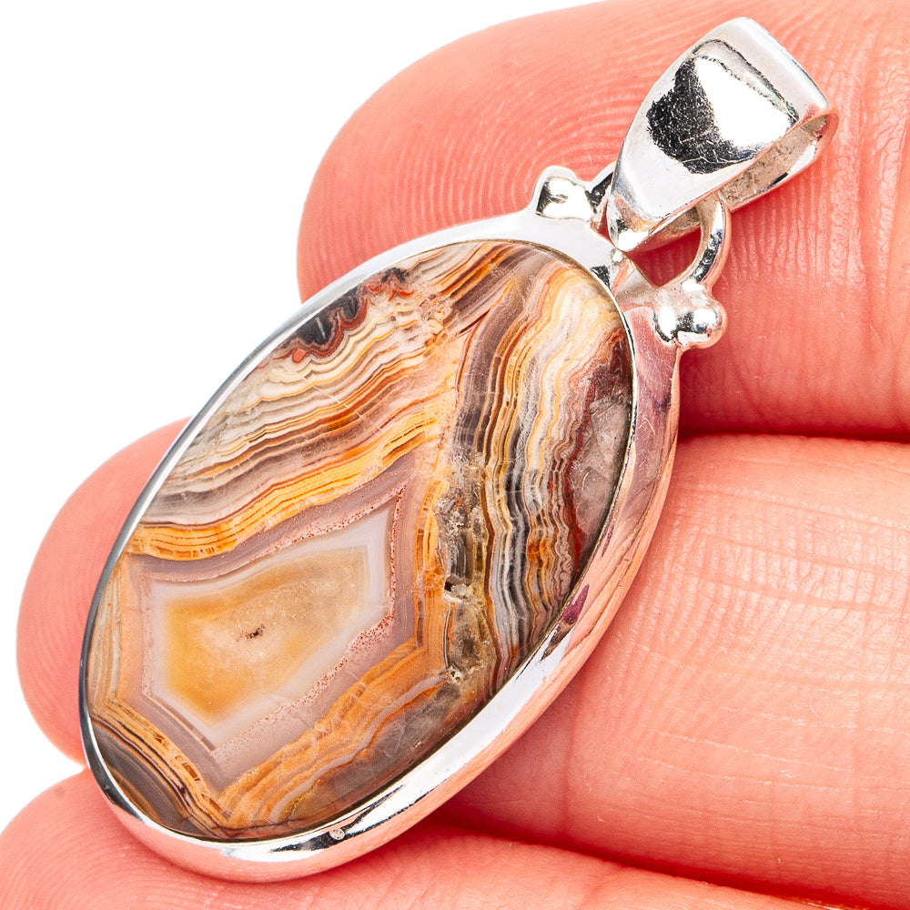 Laguna Lace Agate Pendant 1 3/8" (.925 Sterling Silver)