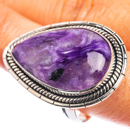Huge Charoite 925 Sterling Silver Ring Size 12