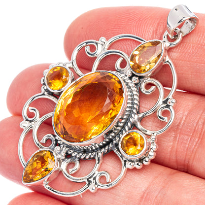 Signature Faceted Citrine Pendant 2" (925 Sterling Silver) P41191