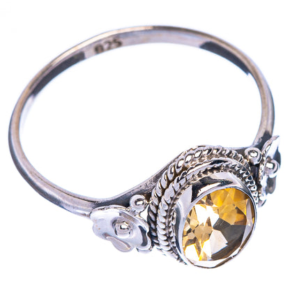 Faceted Citrine Dainty Ring Size 7.25 (925 Sterling Silver) R1217