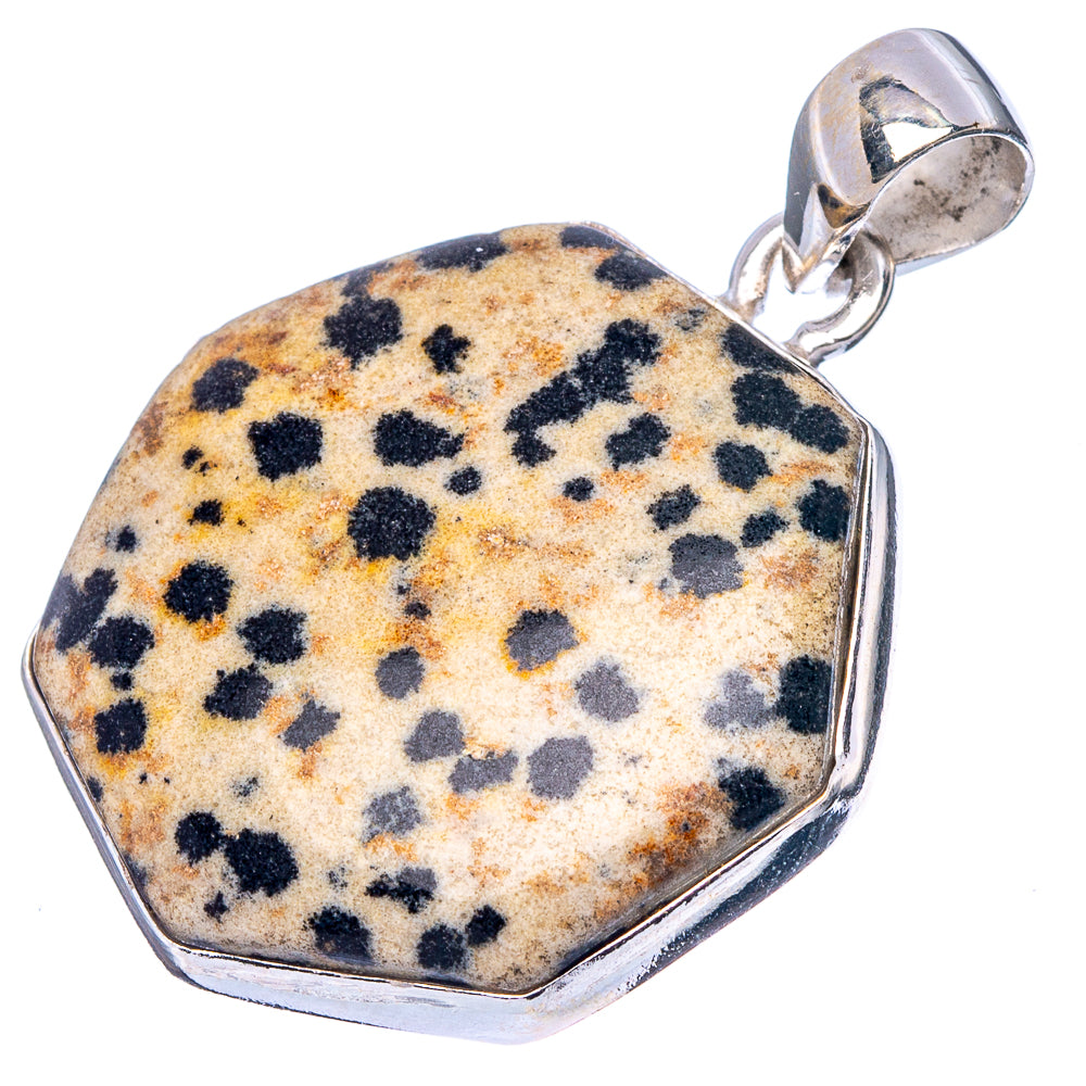Dalmatian jasper pendant in octagon bezel with 925 sterling silver bail