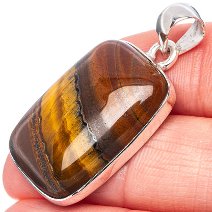 Tiger Eye Pendant 1 3/8" (925 Sterling Silver) P42225