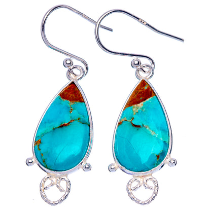 Kingman Turquoise Earrings 1 5/8" (925 Sterling Silver) E1703
