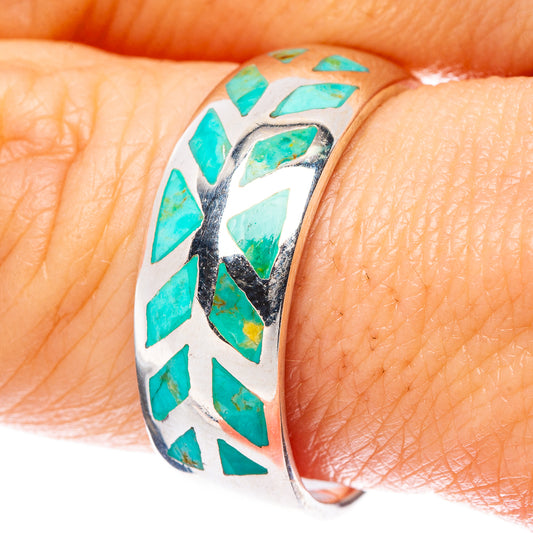 Turquoise Inlay Ring Size 9.5 (925 Sterling Silver) R2268