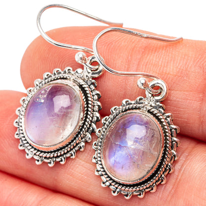 Rainbow Moonstone Earrings 1 3/8" (.925 Sterling Silver)