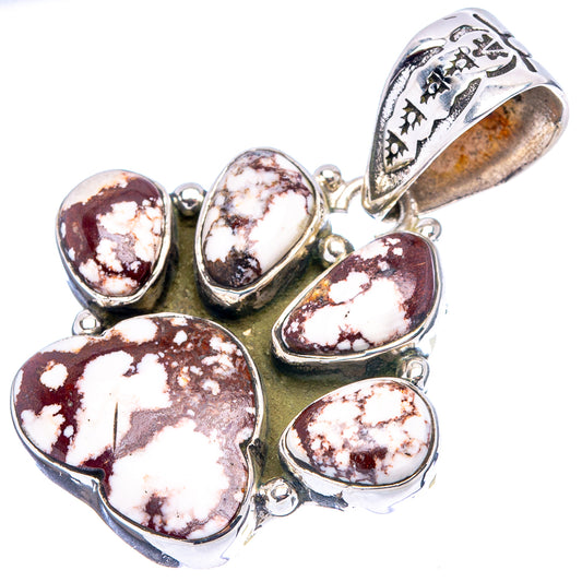 Sterling silver jasper pendant, five marbled oval stones with etched top loop