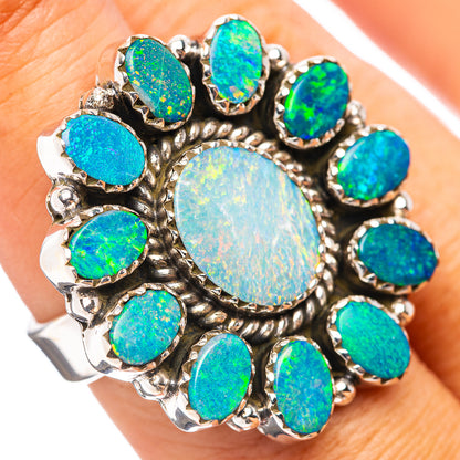 Exclusive Doublet Opal Ring Size 7 Adjustable (.925 Sterling Silver)