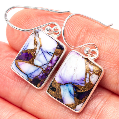 Purple Dahlia Mohave Turquoise Earrings 1 1/8" (.925 Sterling Silver)