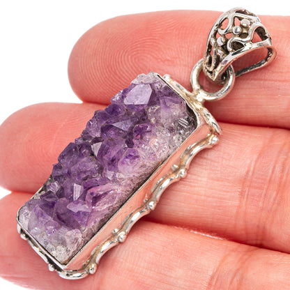 Amethyst Crystal Pendant 1 3/4" (925 Sterling Silver) P40080