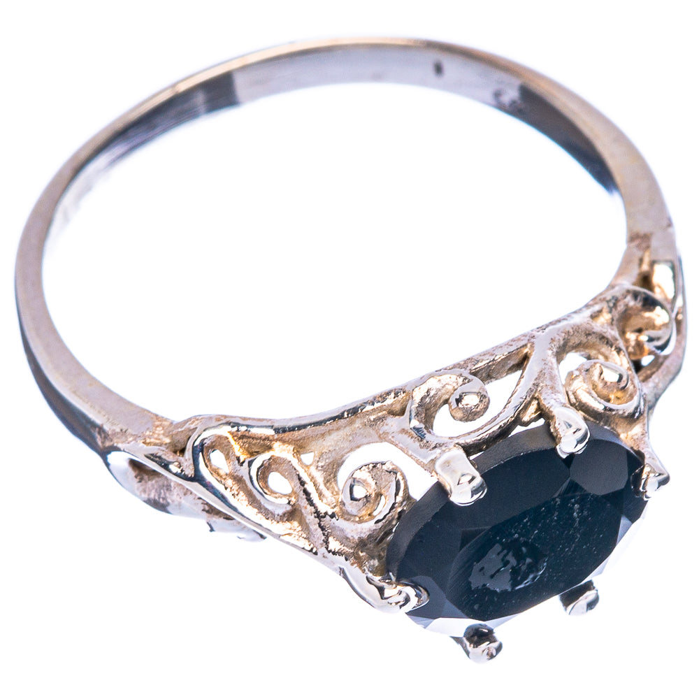 Black Onyx Dainty Ring Size 8.25 (925 Sterling Silver) R146797