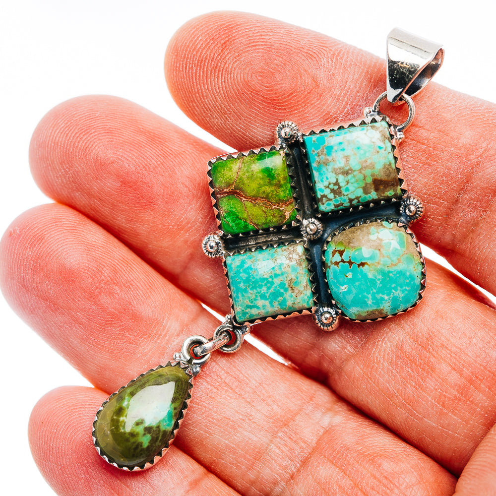Exclusive Southwestern Style Royston Turquoise Pendant 2 5/8" (.925 Sterling Silver)