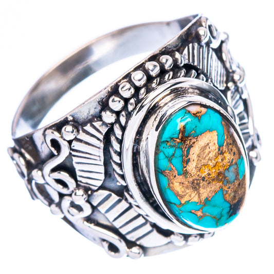 Blue Copper Turquoise Ring Size 8 (925 Sterling Silver) R4623