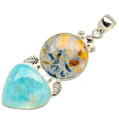 Blue Scheelite, Larimar Pendant 2 3/8" (925 Sterling Silver) PD37958